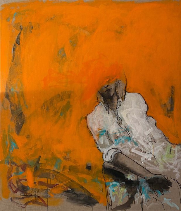 verborgenes Antlitz in Orange